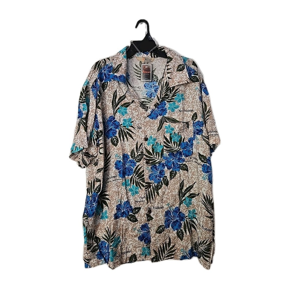 NWT AREMAR Men's Shirt Short Sleeve Hawaiian Print Size XXL
